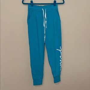 PINK Victoria’s Secret Teal Joggers with White logo Size XS